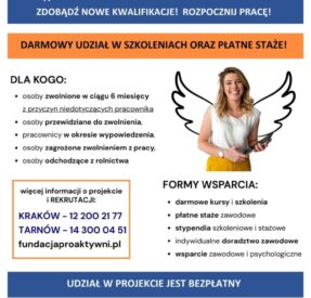 Dołącz do projektu „Rozwiń SKRZYDŁA!” i zmień swoją sytuację zawodową razem z Fundacją Rozwoju Kompetencji i Przedsiębiorczości PROAKTYWNI.