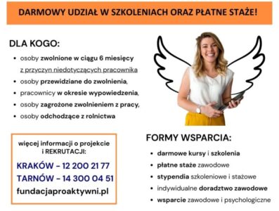 Dołącz do projektu „Rozwiń SKRZYDŁA!” i zmień swoją sytuację zawodową razem z Fundacją Rozwoju Kompetencji i Przedsiębiorczości PROAKTYWNI.