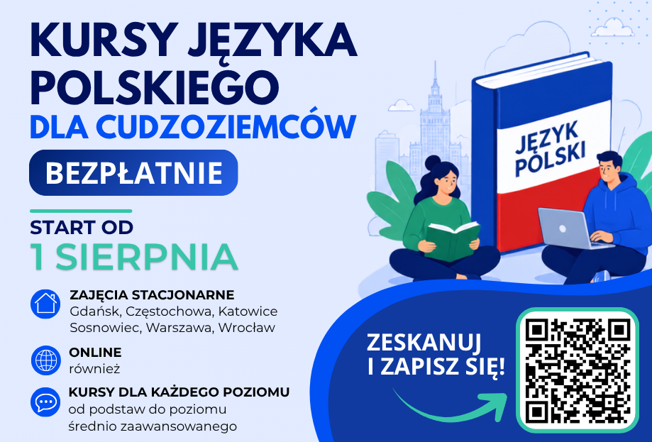 grafika do rekrutacja na kursy języka polskiego Fundacja ADRA