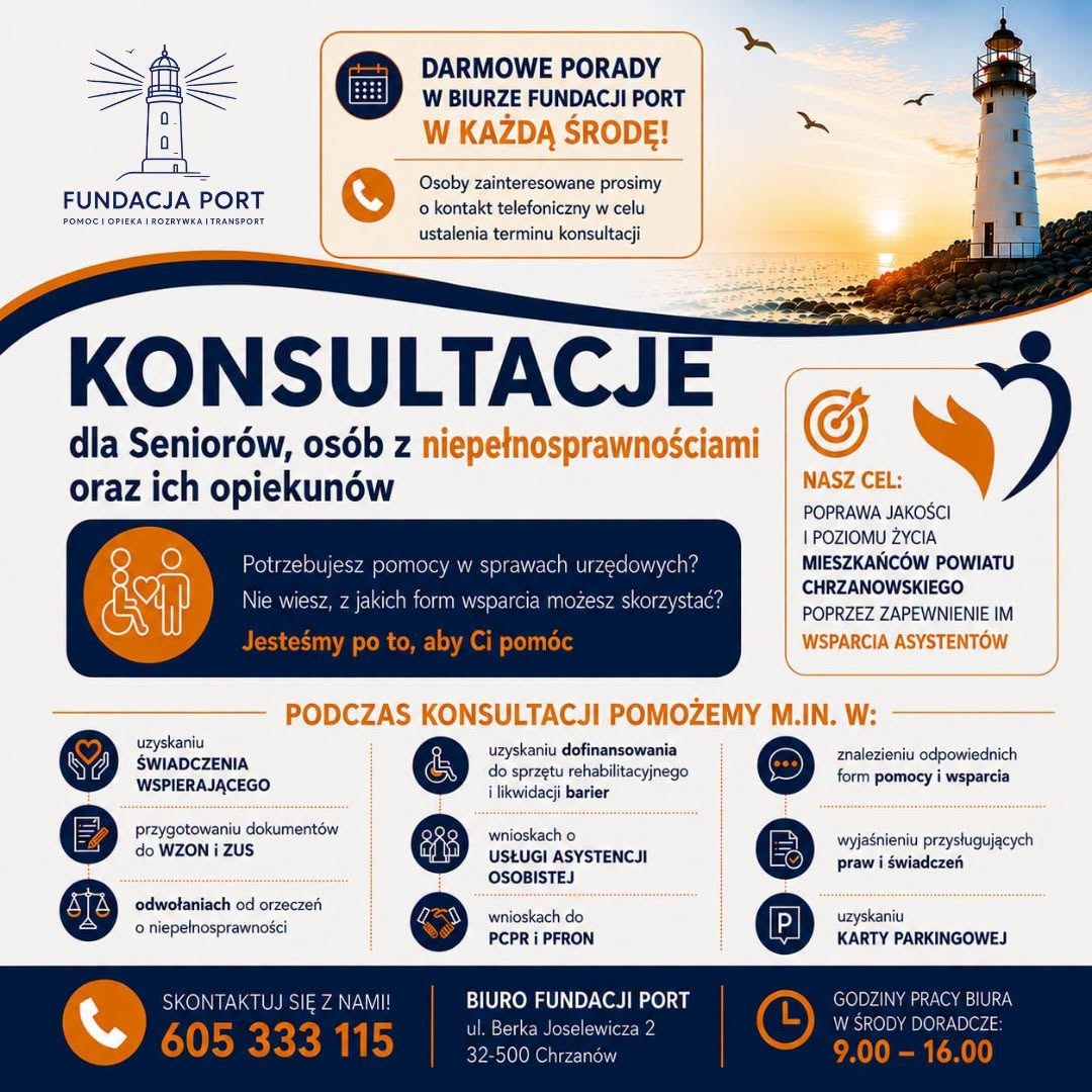 Bezpłatne doradztwo specjalistyczne dla seniorów i osób z niepełnosprawnościami z terenu powiatu chrzanowskiego